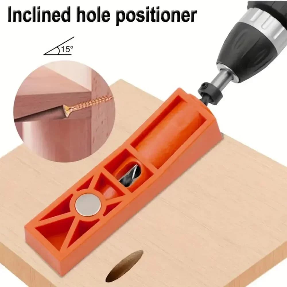 Localizador de agujeros oblicuos y guía de perforación para carpintería