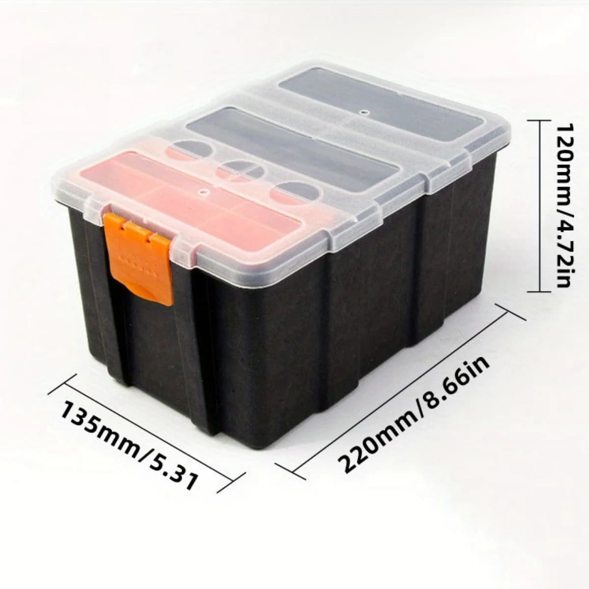Caja de almacenamiento portátil de plástico con múltiples compartimentos para herrajes