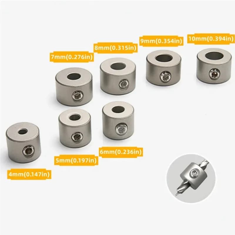 Collares de tope de acero inoxidable para plantillas de espigado, 4-10 mm