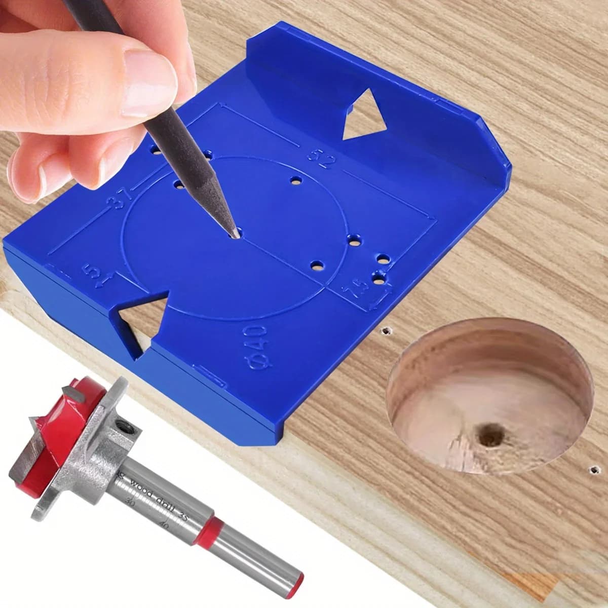 Plantilla guía para taladrar bisagras de 35/40 mm