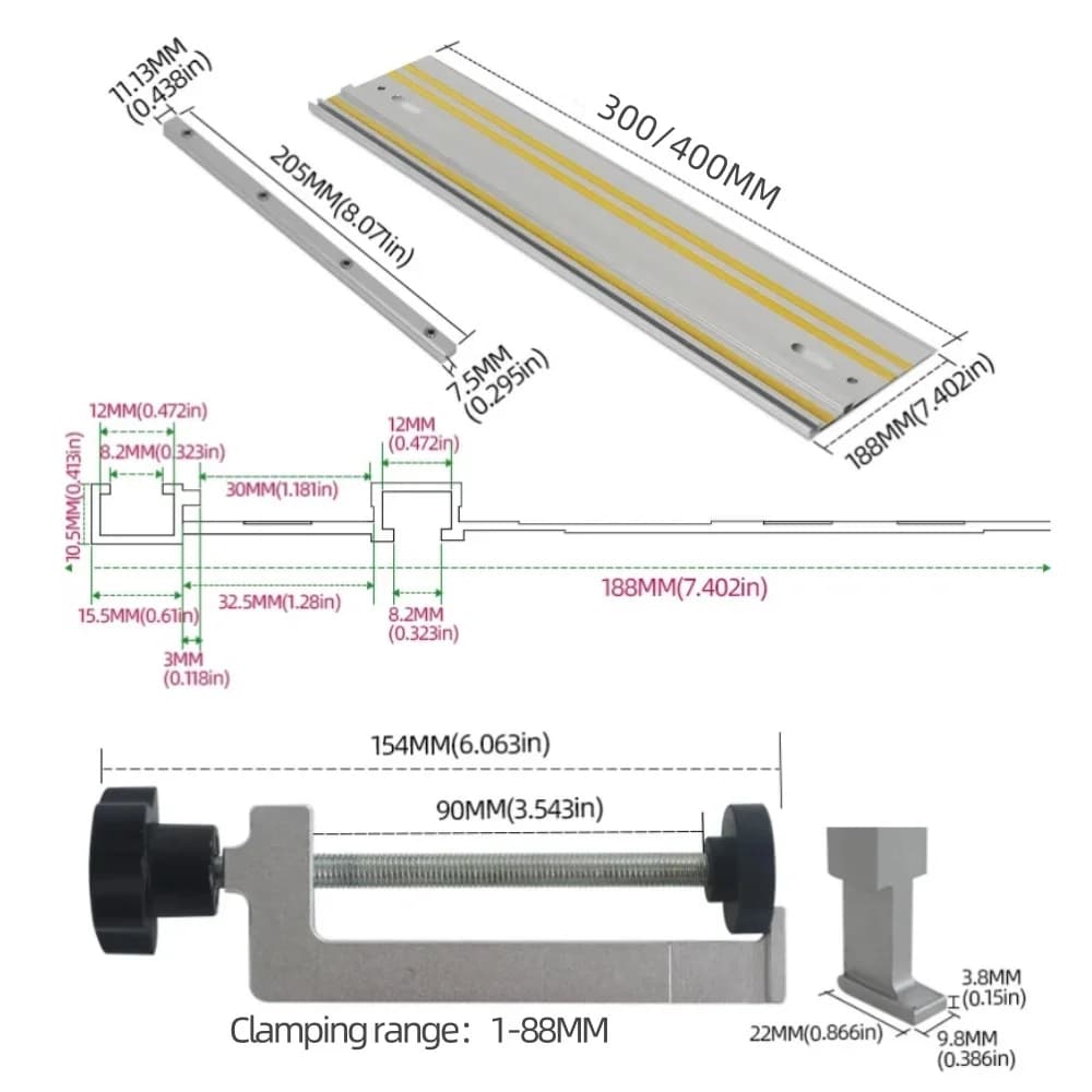 Sistema de guía de riel extruido de aluminio para sierra circular