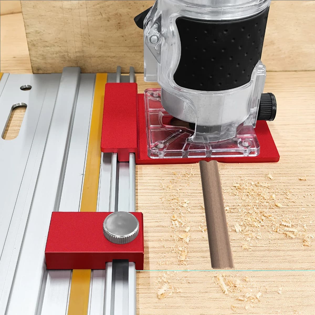 Adaptador de guía para fresadora de aluminio con 2 topes