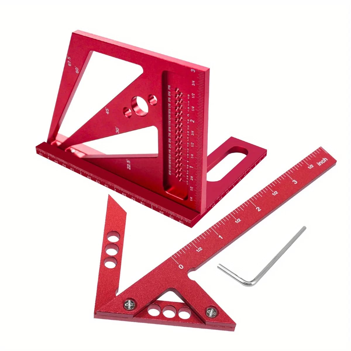 Kit de transportador y escuadra de carpintero de aluminio (2 piezas)