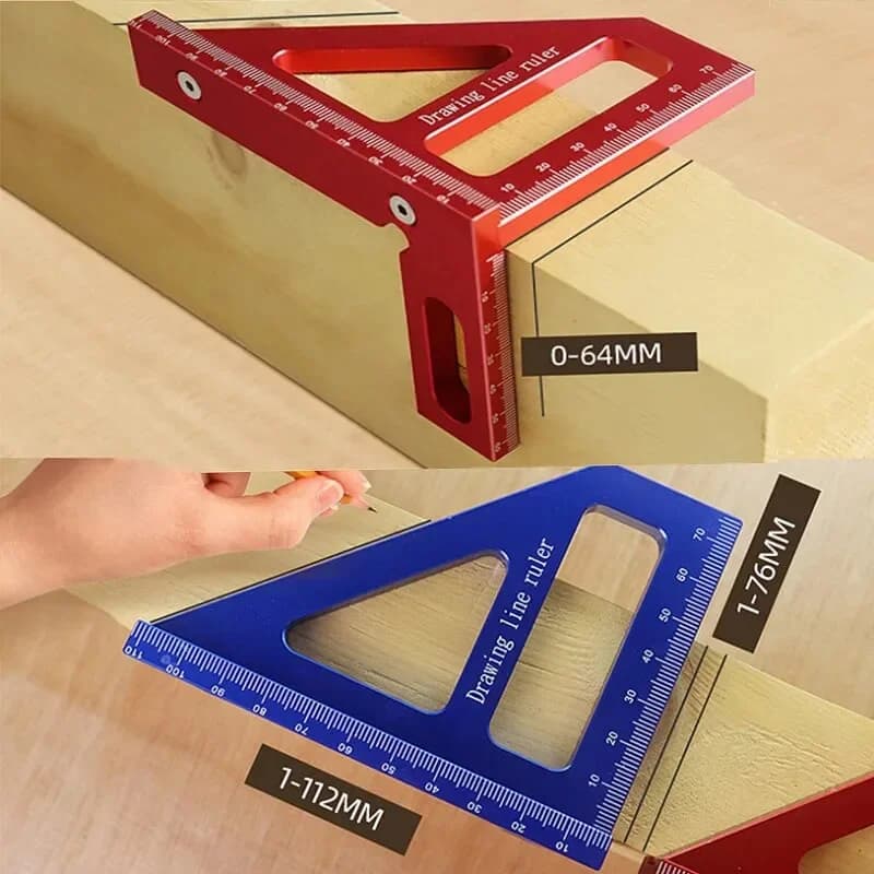 Escuadra triangular métrica para ingletes de carpintería
