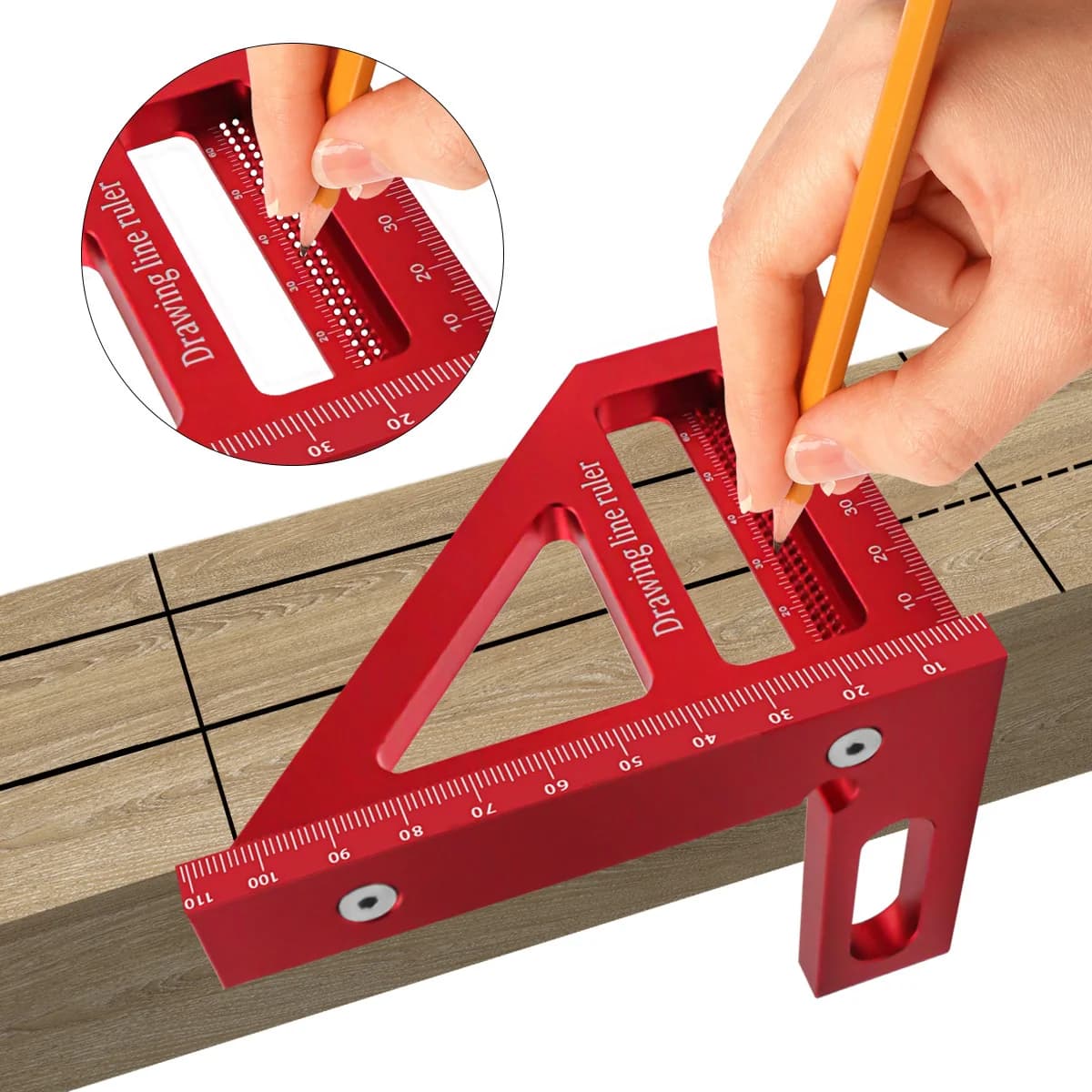 Escuadra de aluminio para carpintero con regla triangular para ingletes