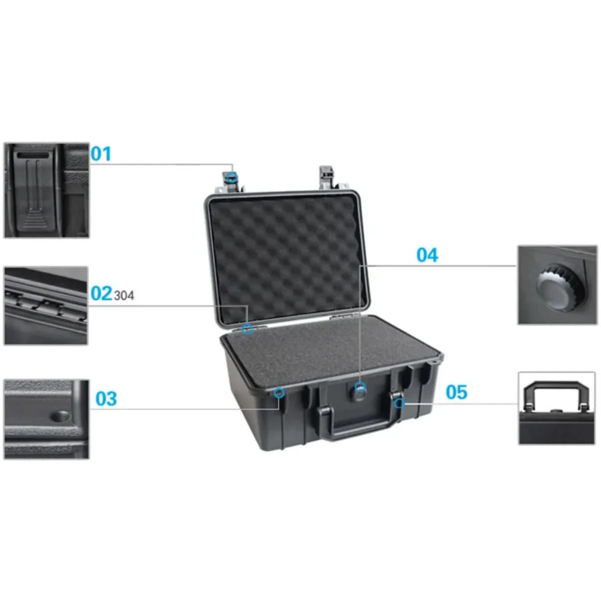Caja de almacenamiento de herramientas rígida impermeable y resistente a impactos