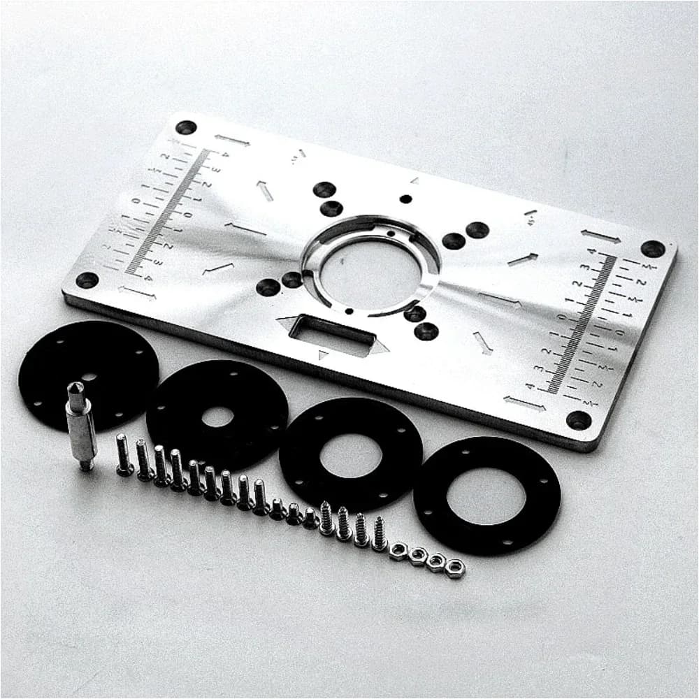 Placa de inserción de mesa fresadora en aluminio con anillos