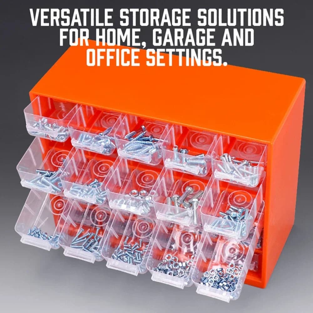 Caja organizadora de tornillos y piezas de pared con 25 compartimentos