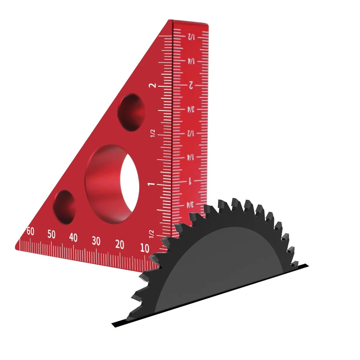 Regla de ángulo de precisión de aluminio 45/90 grados