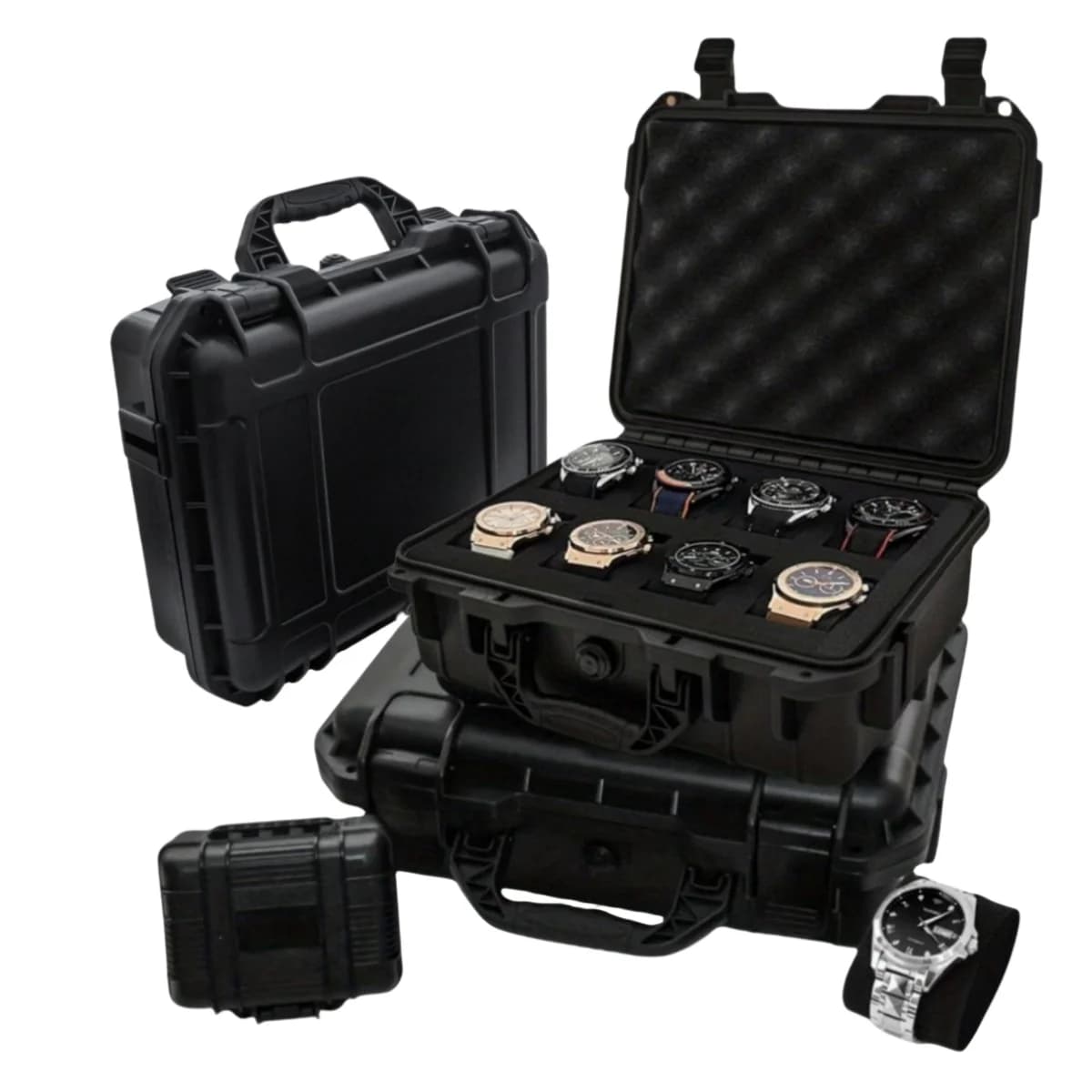 Caja de almacenamiento para 8 relojes con protección y esponja