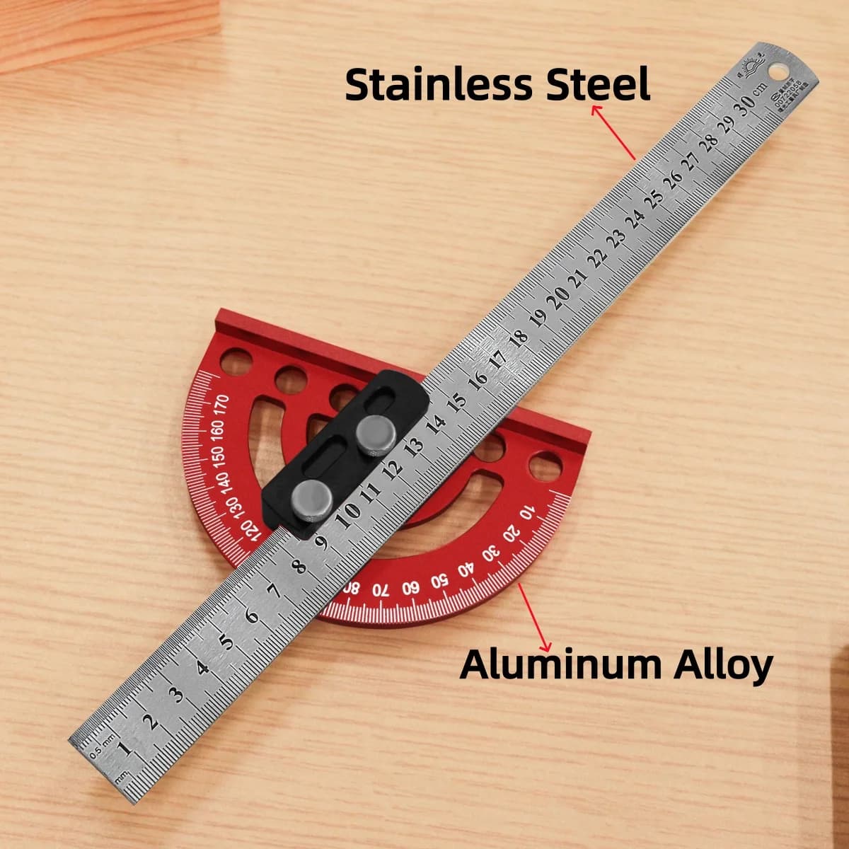 Transportador de precisión de aluminio de 180 grados y trazador