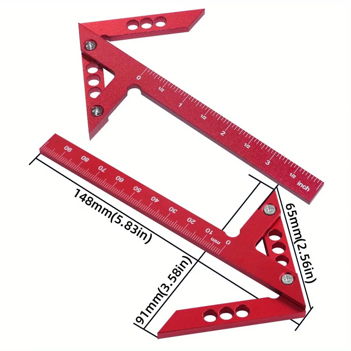 Kit de transportador y escuadra de carpintero de aluminio (2 piezas)