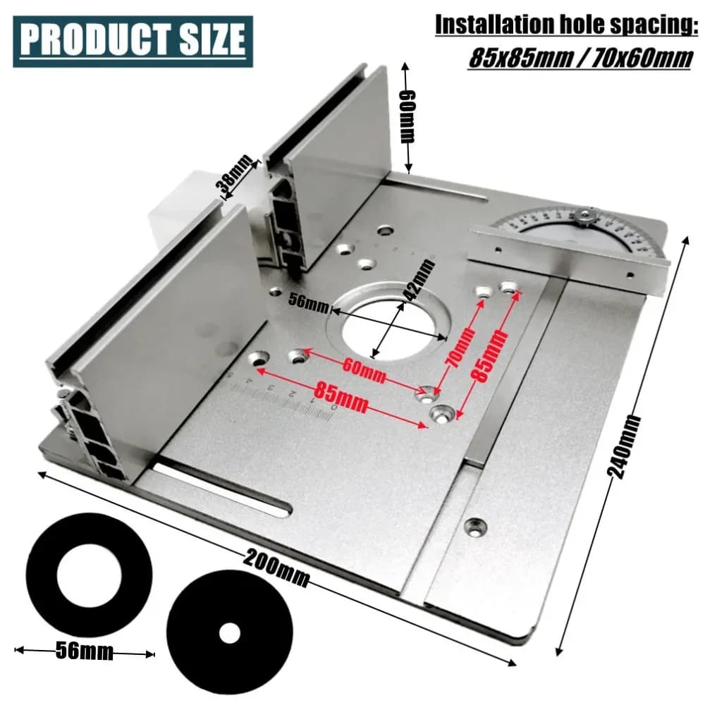 Placa de inserción para mesa fresadora de aluminio con guía de inglete