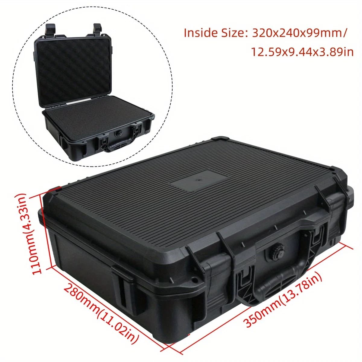 Caja de herramientas universal portátil de plástico con inserto de espuma