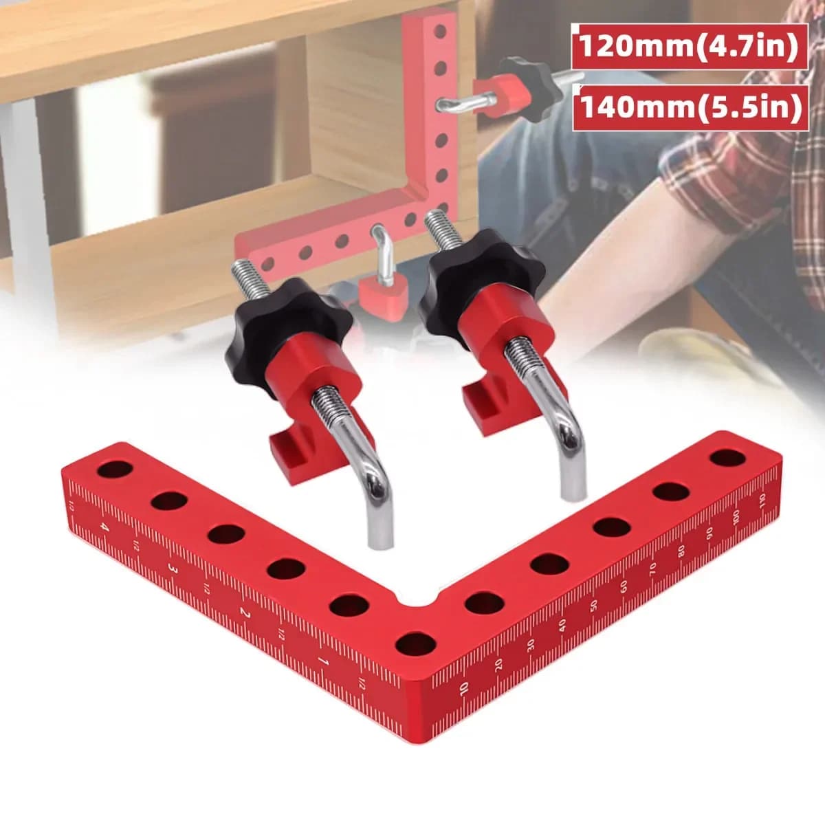 Pinza de fijación en L de 90 grados para carpintería, 120/140mm