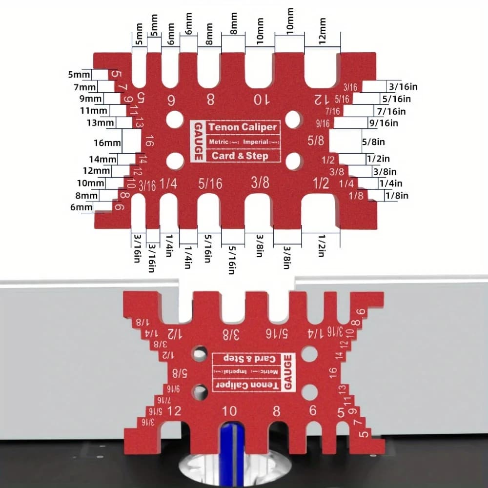 Set de 2 piezas: escuadra transportadora y calibre de espigas de aluminio
