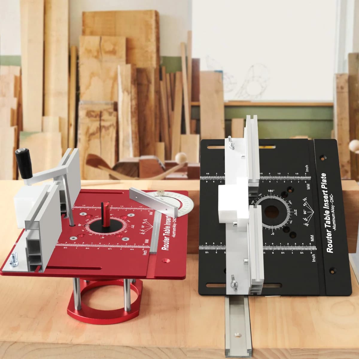 Juego de placa insertable y elevador para mesa de fresadora