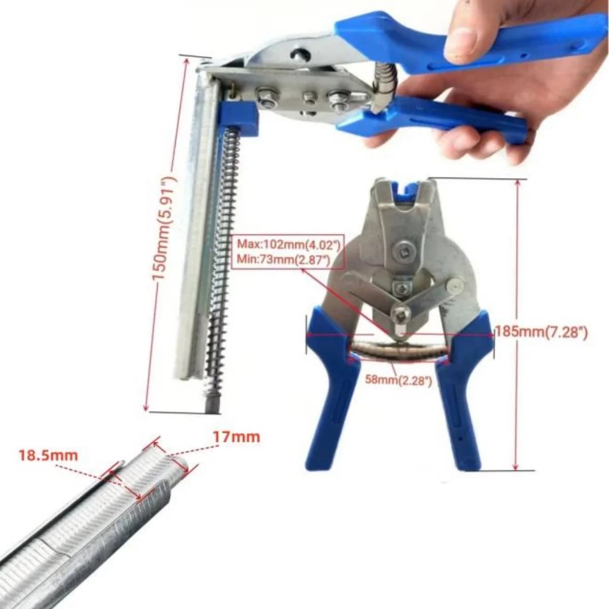 Alicate para anillos cerdosos con 600 uds. de clips de acero inoxidable