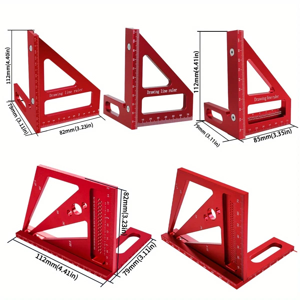Kit de transportador y escuadra de carpintero de aluminio (2 piezas)