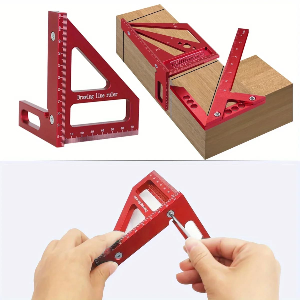 Kit de transportador y escuadra de carpintero de aluminio (2 piezas)