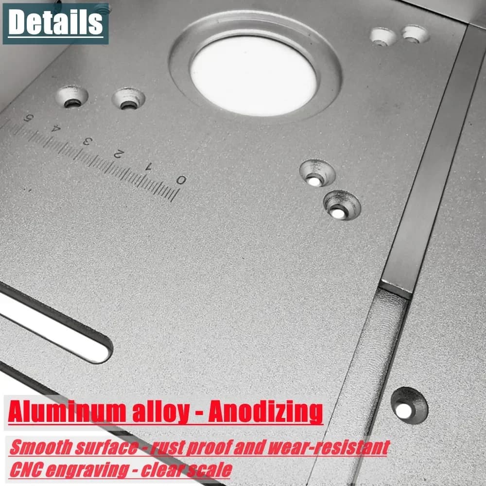 Placa de inserto de aluminio para mesa fresadora con guía de inglete
