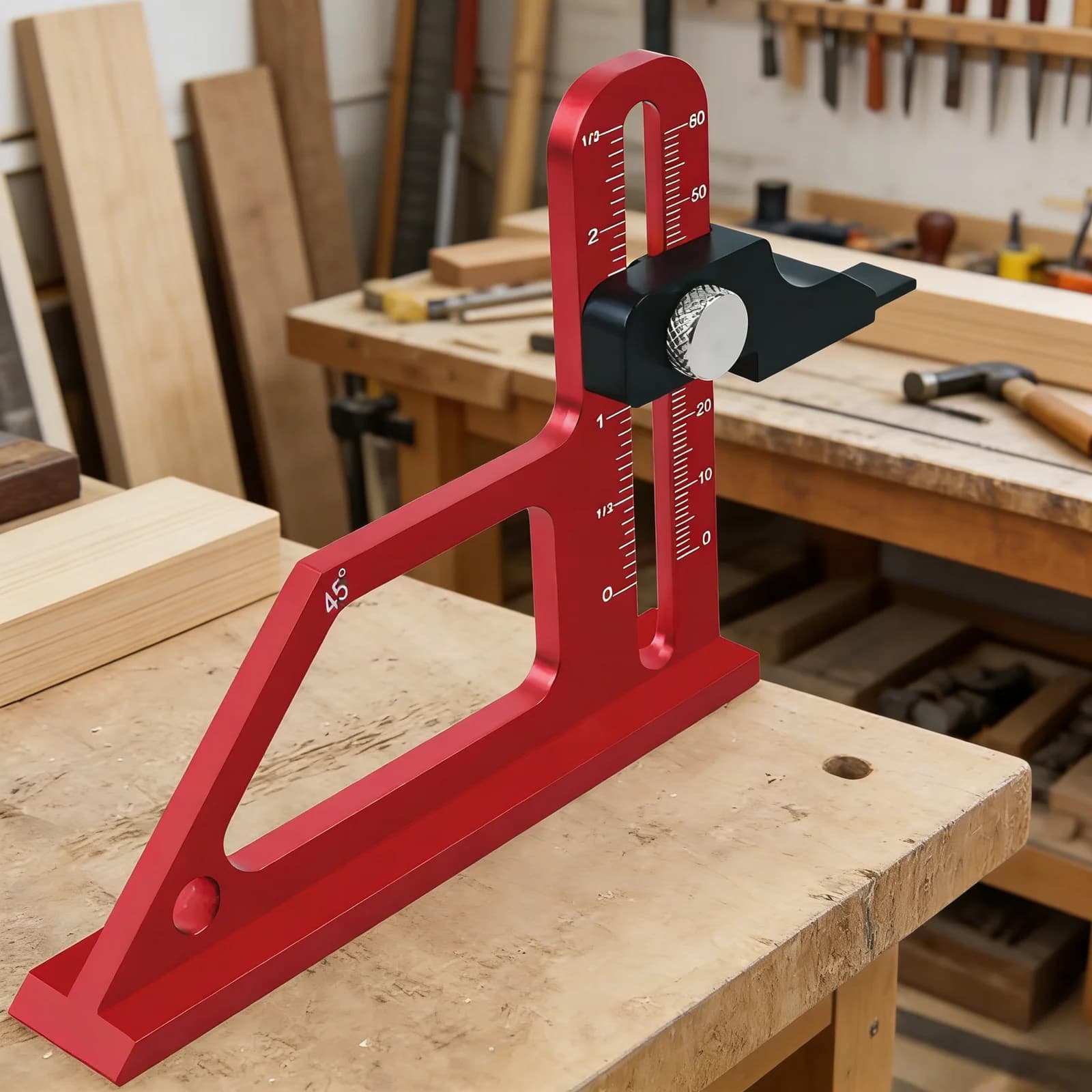 Calibrador de profundidad de ajuste rápido para sierras de mesa, 0-60mm