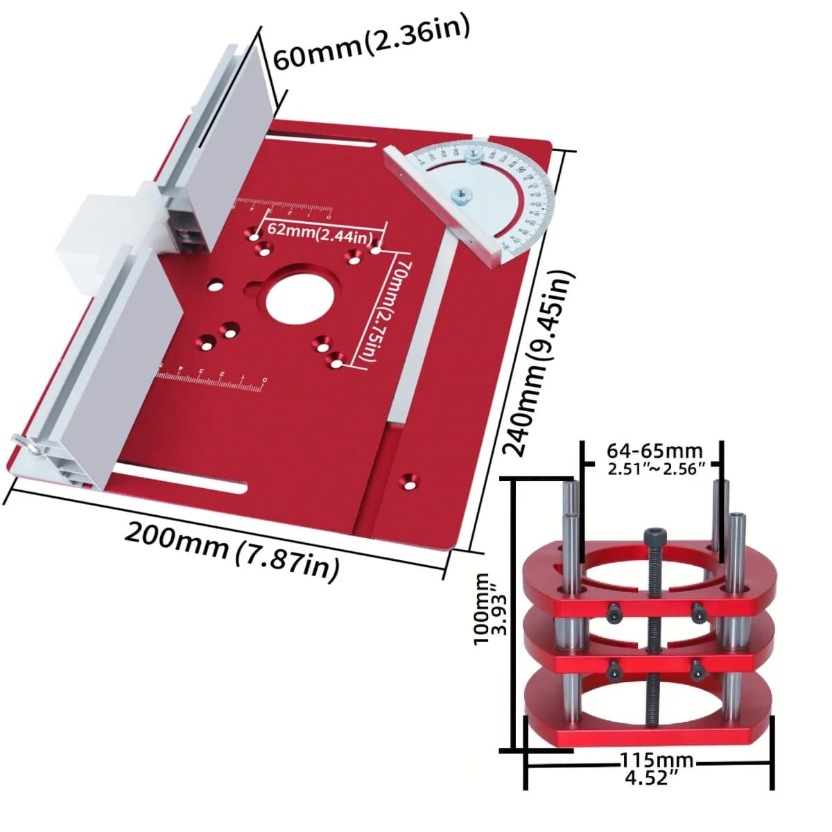 Kit de elevación de fresadora en aluminio para fresadoras de acabado de 65 mm