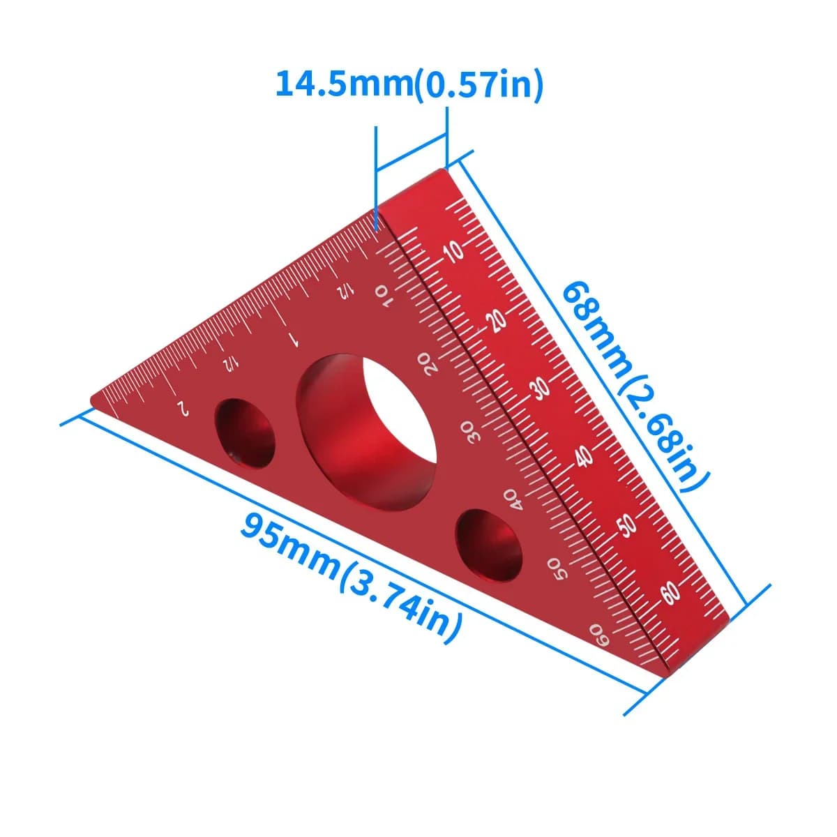 Regla de ángulo de precisión de aluminio 45/90 grados
