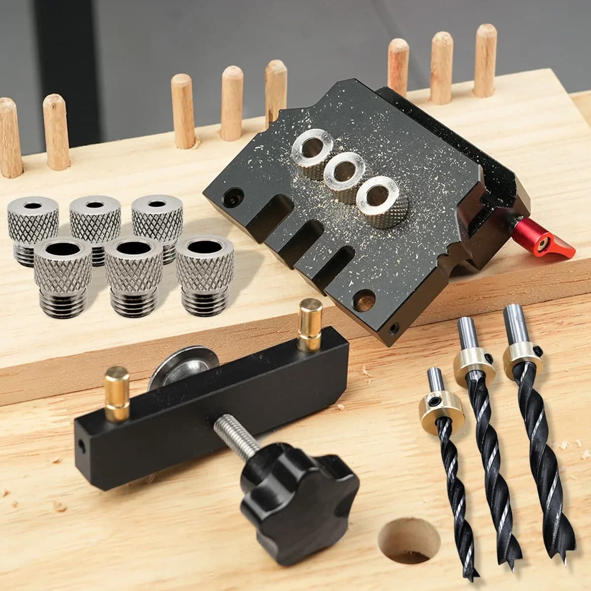 Kit de guía para espigar autocalibrante para agujeros rectos