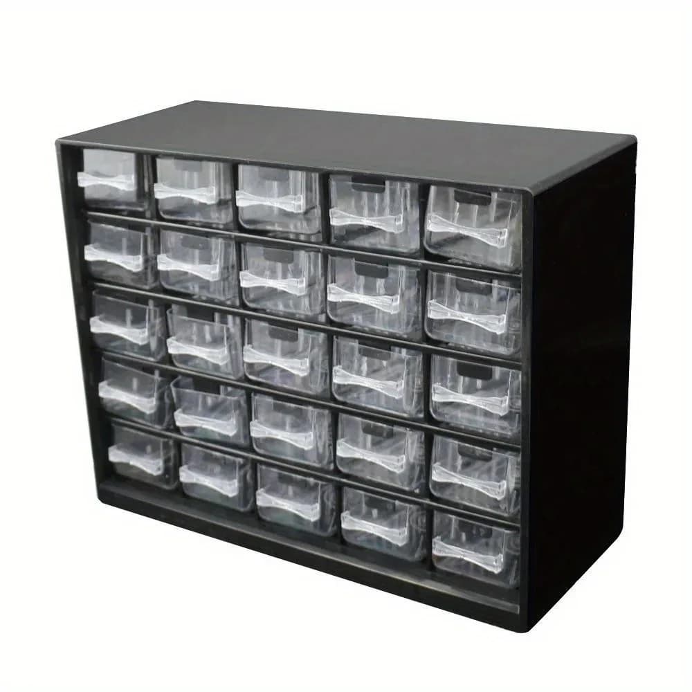 Caja organizadora de tornillos y piezas de pared con 25 compartimentos