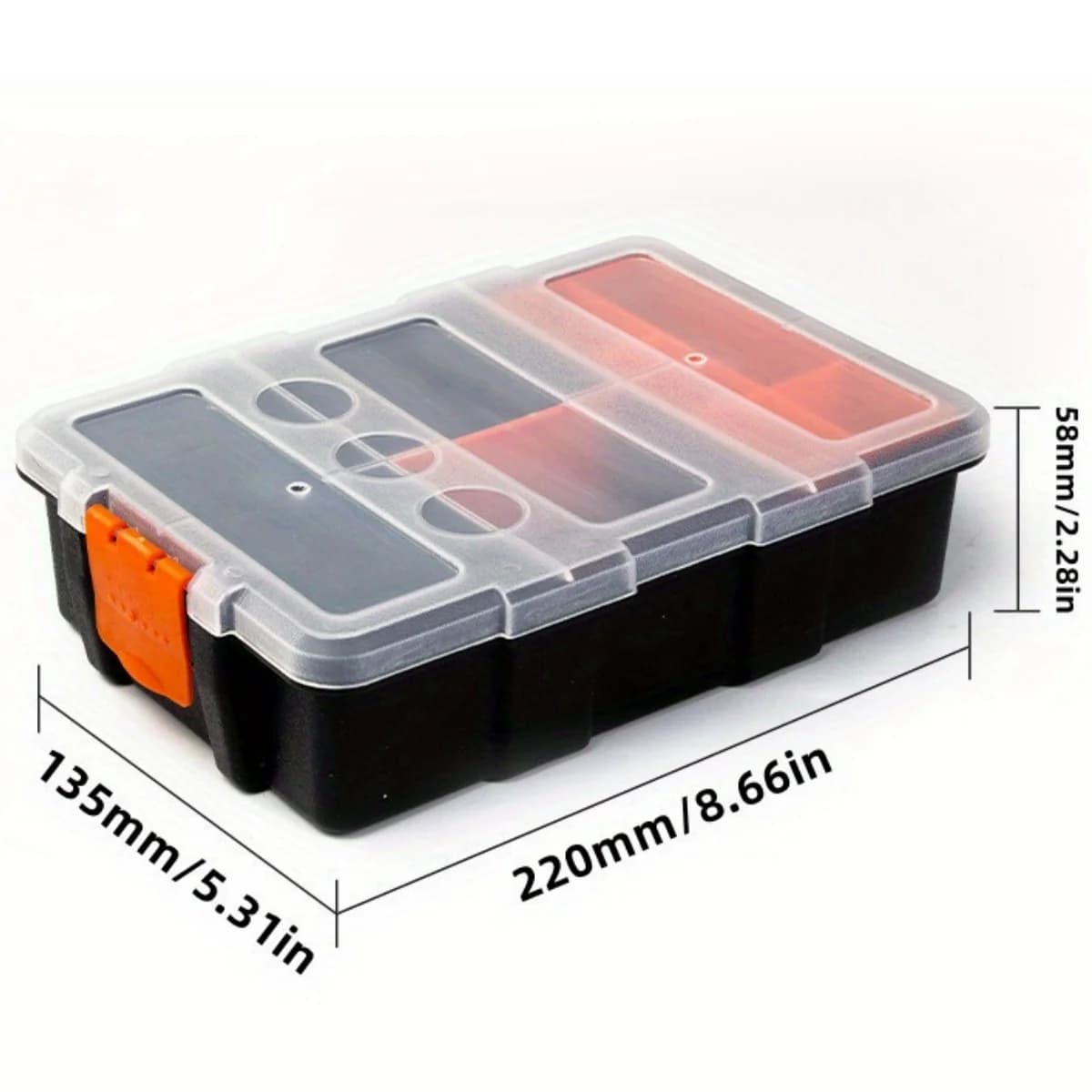 Caja de almacenamiento portátil de plástico con múltiples compartimentos para herrajes