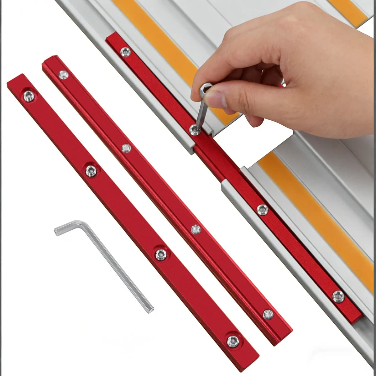 Kit universal de conectores para rieles guía de carpintería