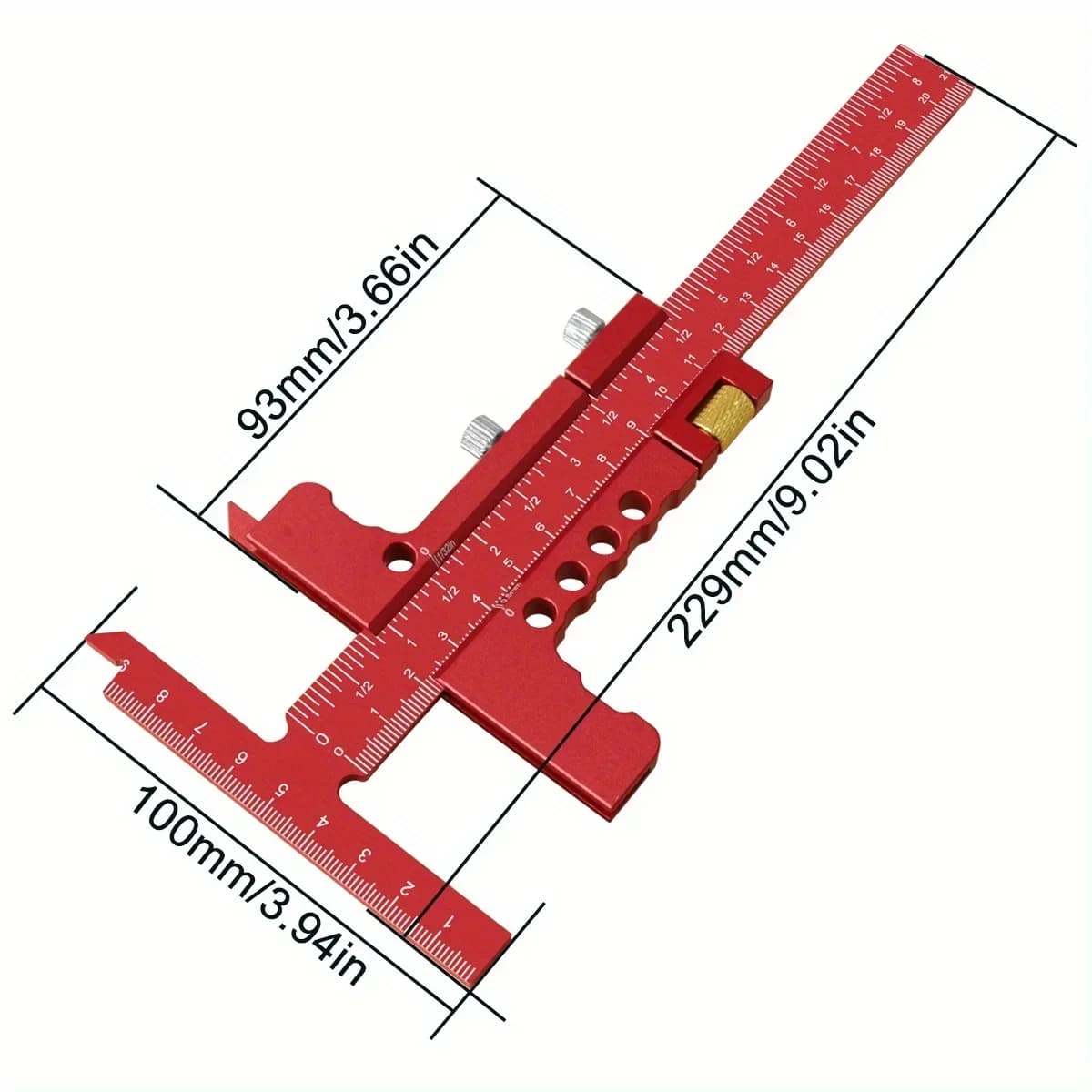 Regla de Marcado T-Acuadrada Ajustable de Aluminio