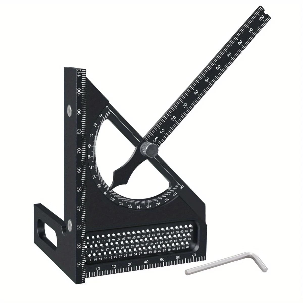 Escuadra de carpintería con transportador ajustable en aluminio 3D