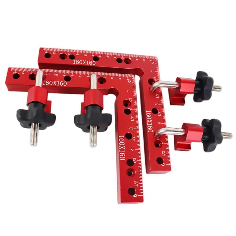 Abrazadera de ángulo recto de aluminio rojo, juego de 2 piezas