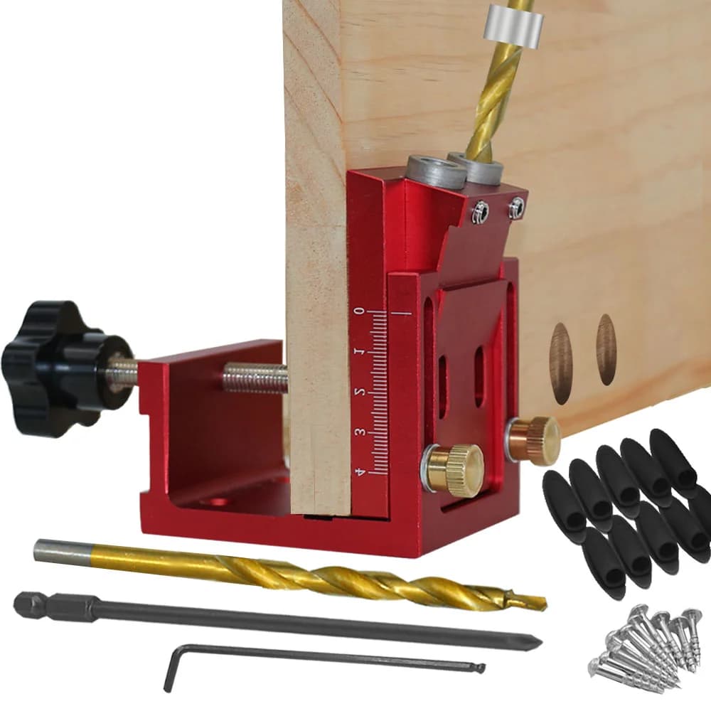 Kit de plantilla para agujeros de bolsillo con guía de taladro, brocas y tornillos