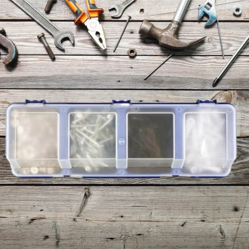 Caja de almacenamiento de plástico con tapa para herrajes