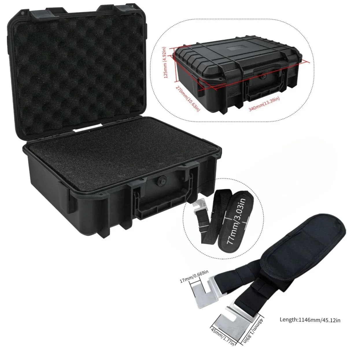 Maletín rígido impermeable con correa de hombro